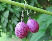 Dark Pink Speckled Bird Egg Earrings