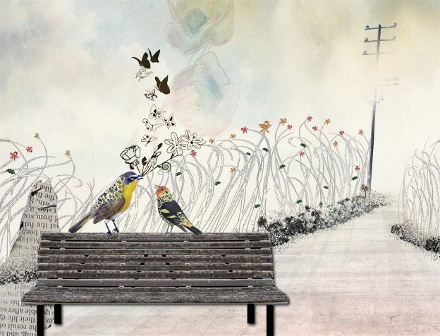 Love birds art, Bird painting, Whimsical art, Love paintings, Bird illustration