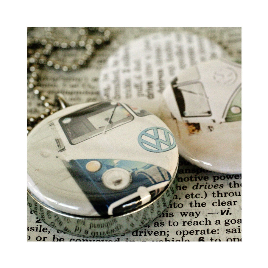 VW Volkswagen Necklace, Vintage, Recycled, accessories, DRIVE Magnetic Locket By Polarity