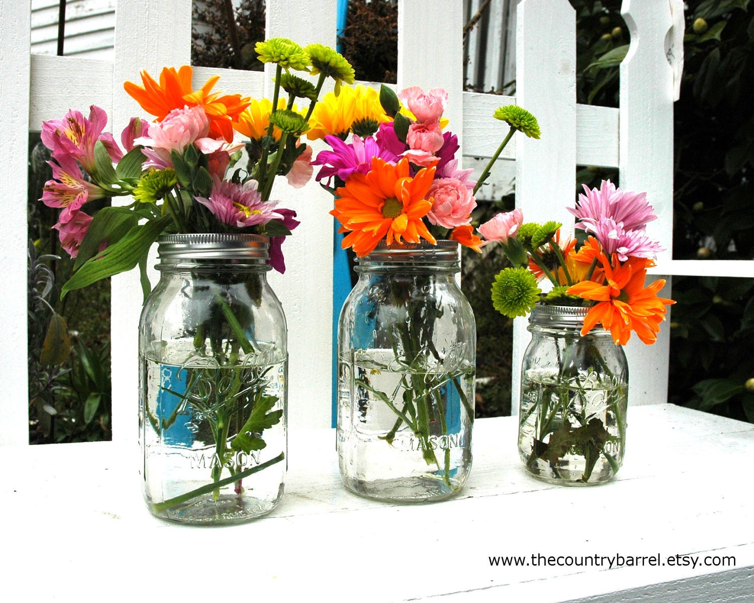 Mason Jar Flower Vases With Frog Lids - Set of 10