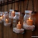 Mason Jar Lanterns Hanging Tea Light Luminaries - Set of 8