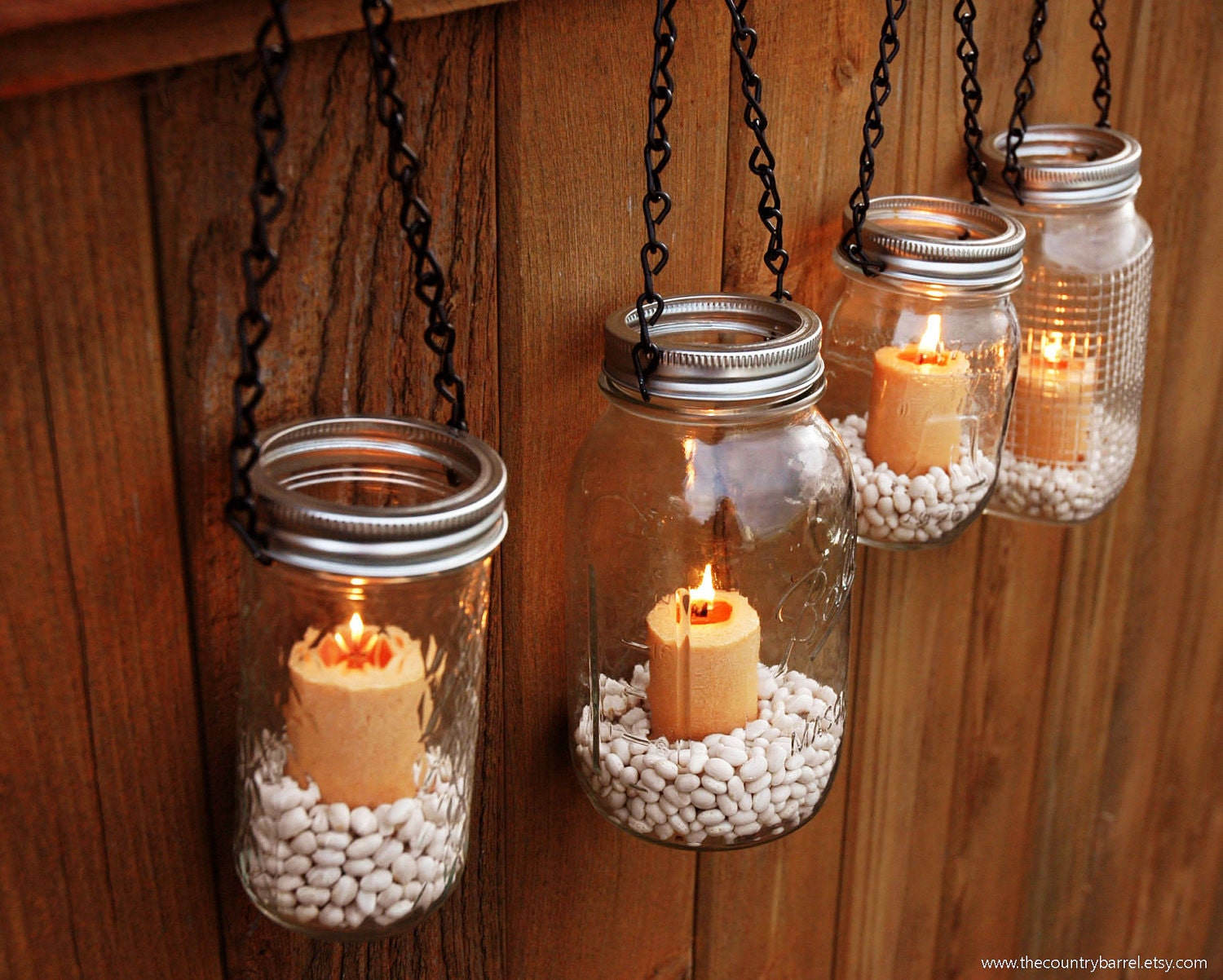 DIY Hanging Mason Jar Luminary Lantern Lids - Set of 4