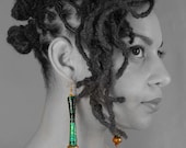 Hourglass Green Paper Bead Earrings