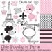 Clip Art and Digital Paper set - Chic Poodle in Paris