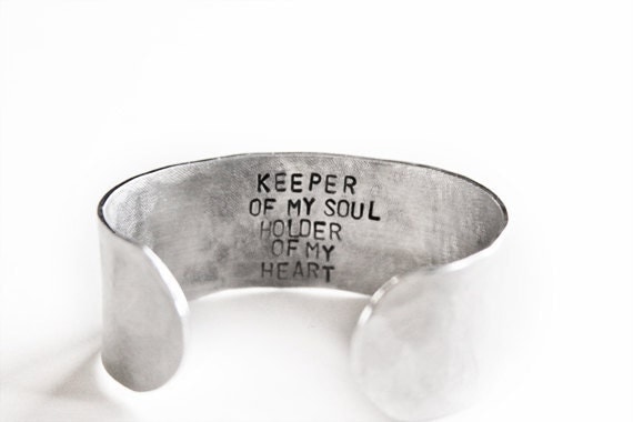 Mens Cuff bracelet - secret message inside - Hand Stamped Custom Personalized bracelet Dad Son Boyfriend Man