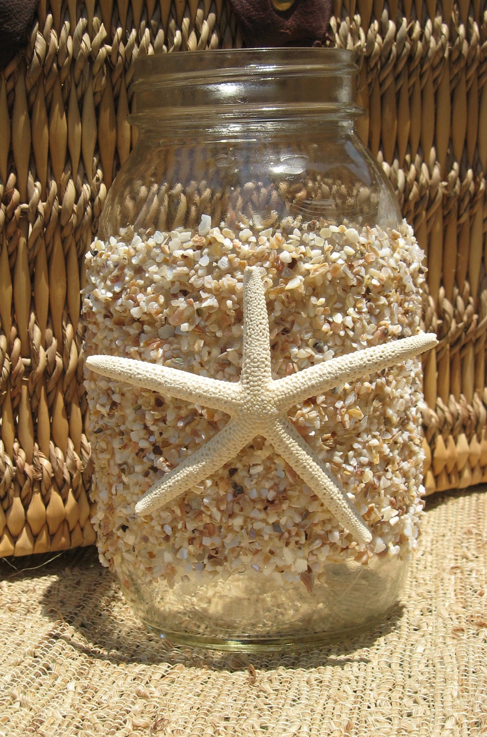 BEACH WEDDING CENTERPIECE Seashell Mason Jar, Summer Wedding, Beach Wedding, Beach Cottage, Decor House Decoration