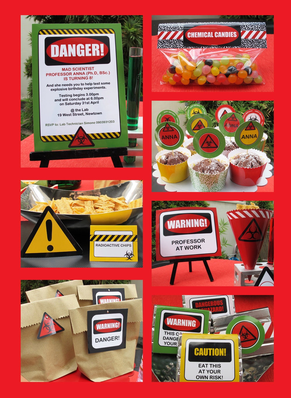 Mad Science Birthday Party Invitation & Printable Party Collection, EDITABLE text PDF file - you personalize at home with Adobe Reader