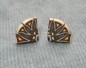 Quarter Star Post Earrings in Warm Brown and Cool Blue