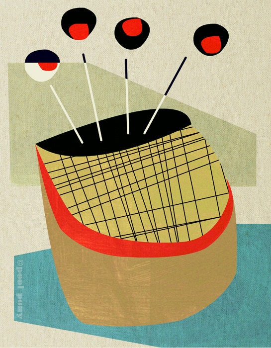 hors d'oeuvres - LARGE mid century design art print
