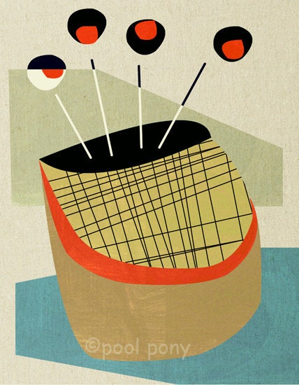 hors d'oeuvres - mid century design art print