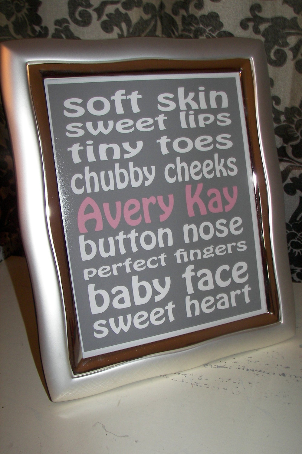 Baby Gift Art Print "BabyFace" Customized Word Art Baby Shower New Mom Gift Personalized Art Any Colors