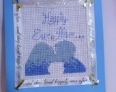 Hand Cross Stitched  Wedding Card