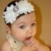 Baby Headband, Newborn Headband.Baby Girl Headband.All white rosette Headband. Baby Headband..Photography Prop