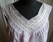 Vintage 60s Baby Pink Eyelet Nightie- L/XL