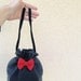 Small black gray purse with red bow - Recycled Valentine's day purse