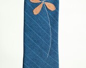 Frankie Four Handmade Blue Pinstripe with Orange Flower