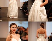 Modern Garden Wedding Dress with Plunging V-neck, Full Silk Skirt, Elegant yet Simple Wedding Gown - Custom Made - Made in Plus Size