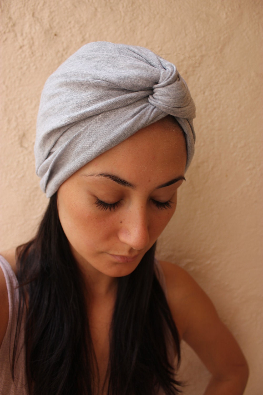 Wide Turban Twist Head Band- Grey