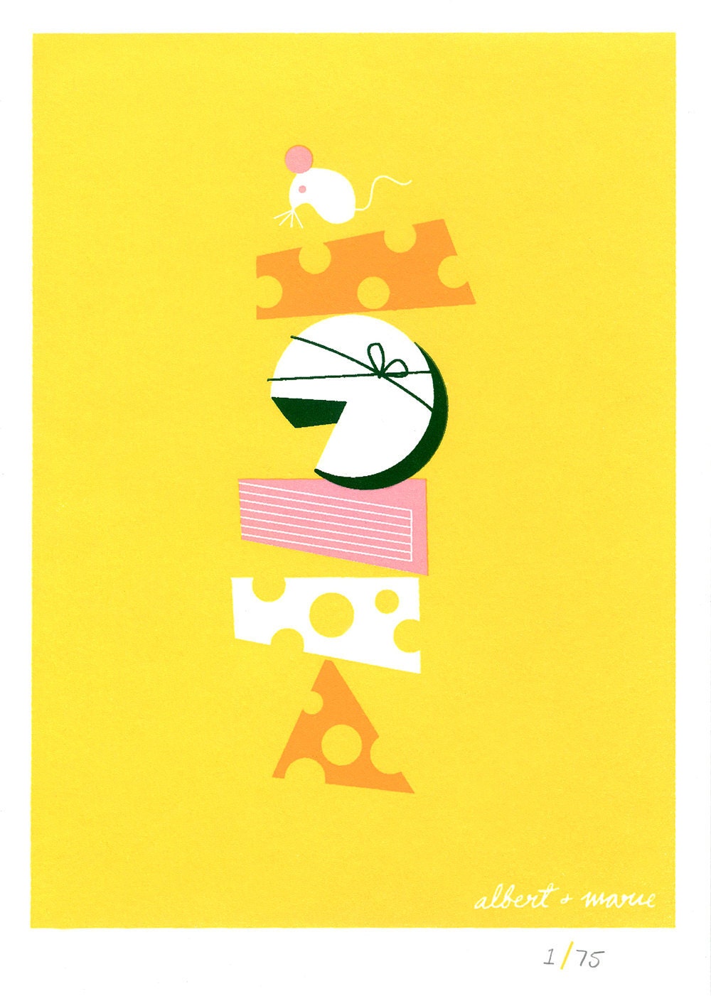 Cheese & Mouse - 5x7 Screen Print