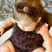 baby headband girls brown flower pearl center on glitter elastic all sizes