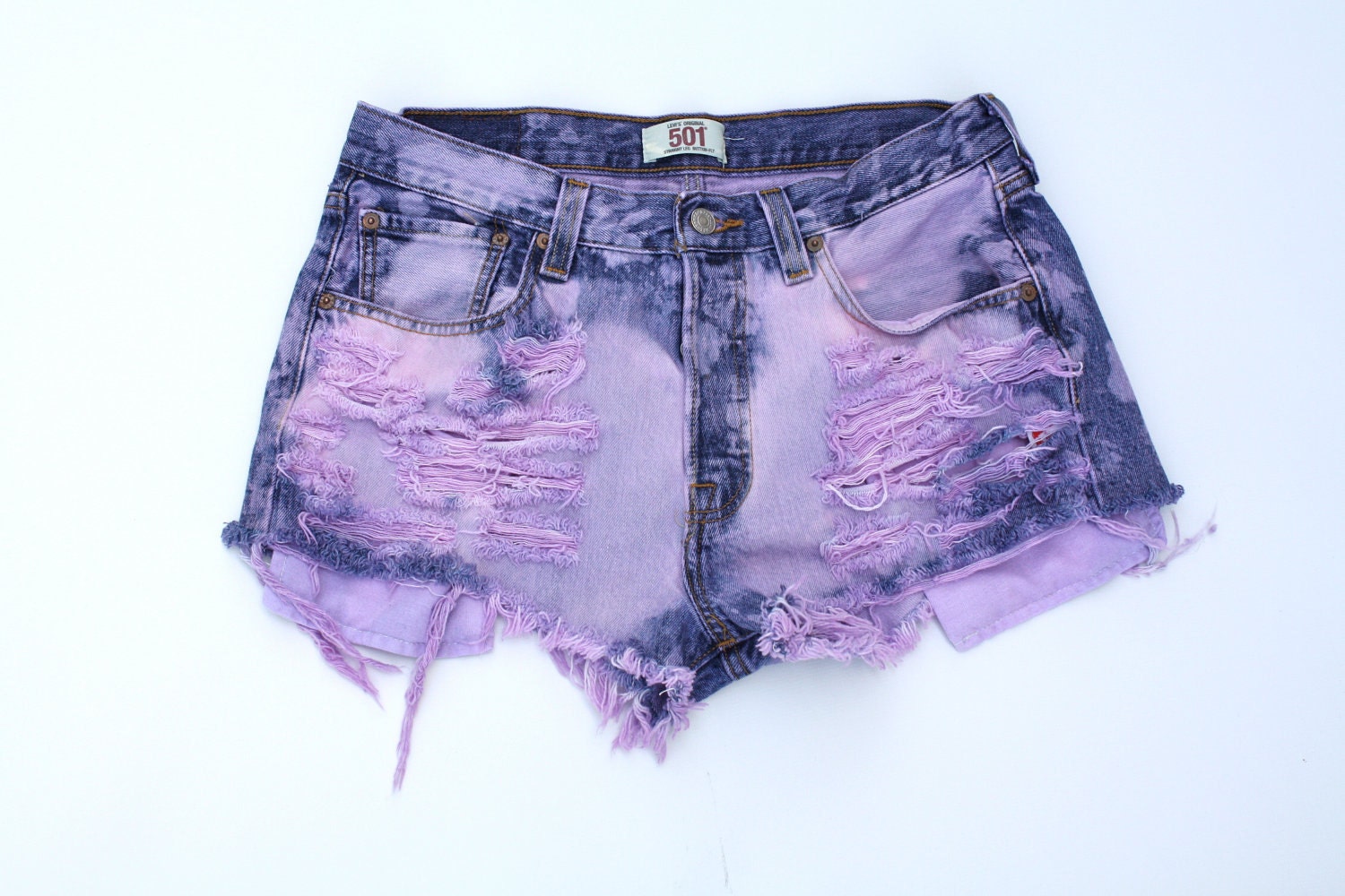 denim cut off shorts pastel spring purple MADE TO ORDER