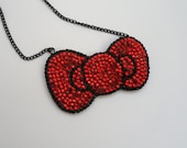 Rhinestone Encrusted Hello Kitty Bow Necklace