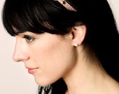 Rose Gold Metallic Headband with Bleached Peacock Feather- Hair Accessory