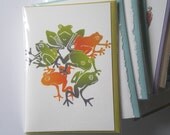 Orange and Green Frog Stamped 5 x 7 greeting card