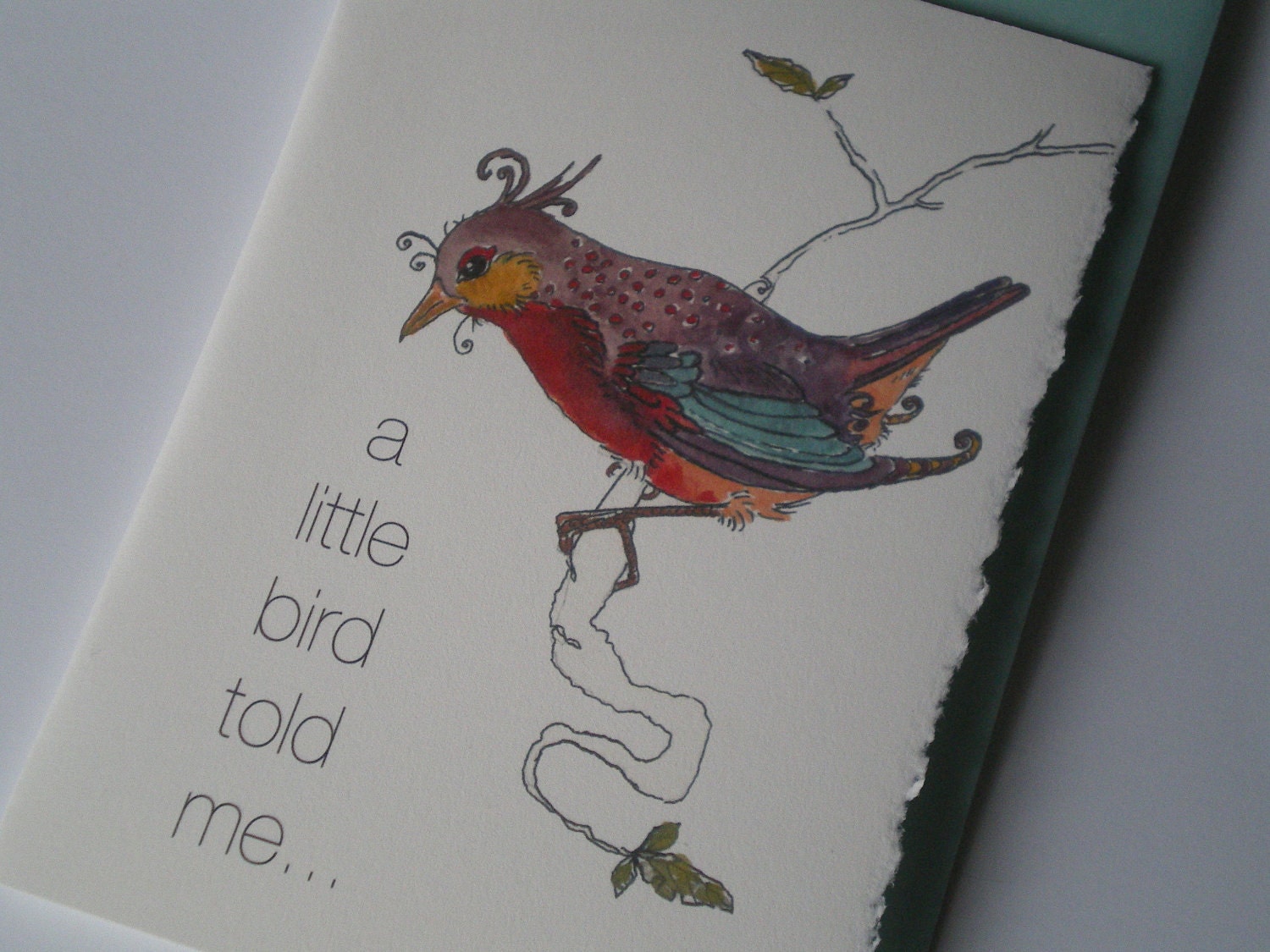 A Little Bird Told Me... watercolour note card