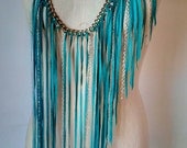 Turquoise Leather and Chain Fringe Belt Dee Rubio Design