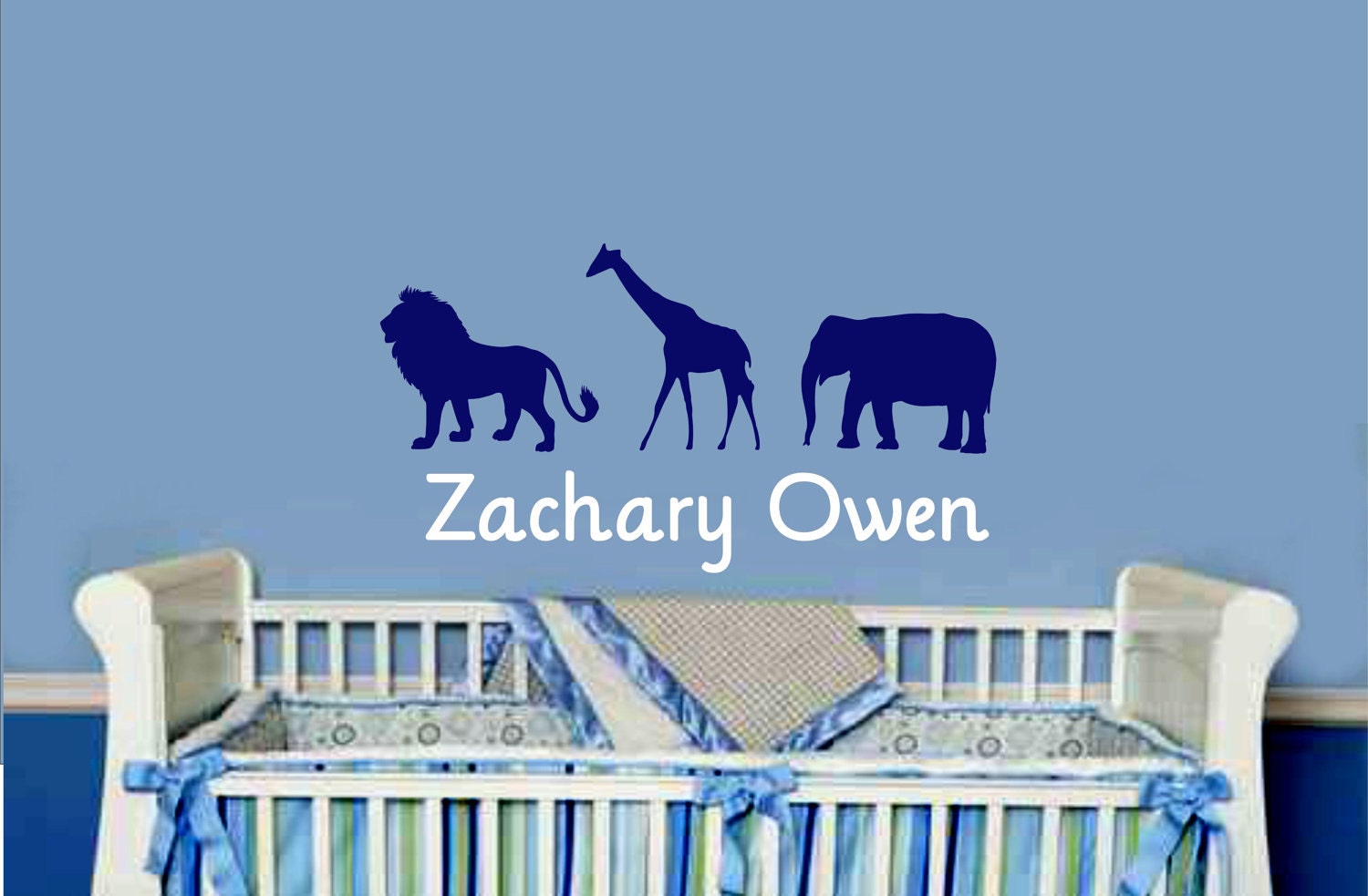 Animals Boy Name Wall Decal Jungle Vinyl Sticker Nursery Decor