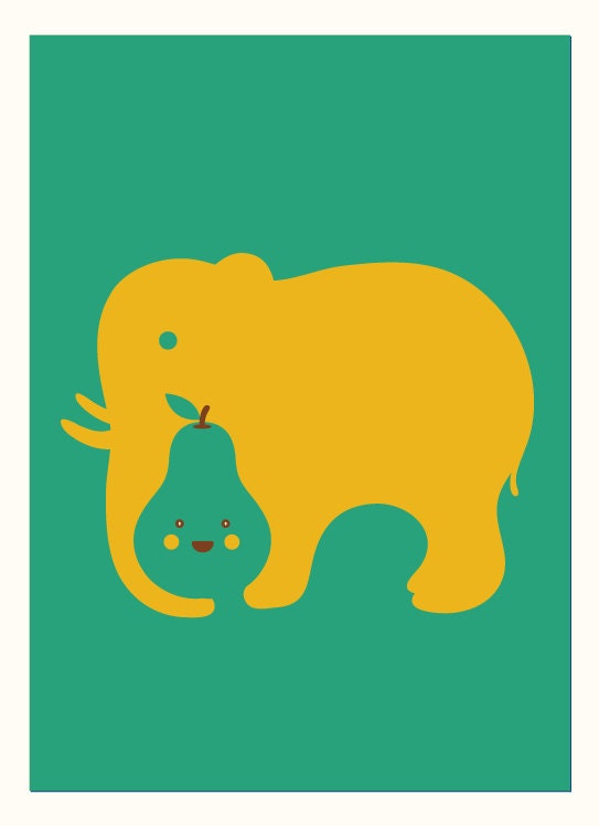 Love Elephant (pear, fun, kid, cute, green, yellow)