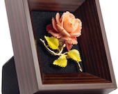 Framed Vintage Jewelry Art Rose in Modern Wood Frame