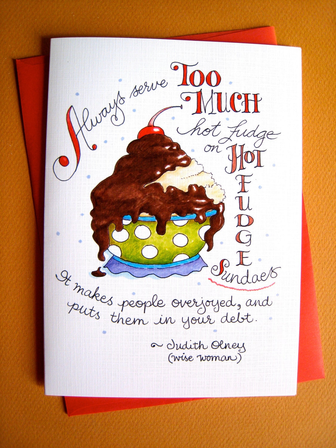 Funny Chocolate Card, Chocolate Quote - Hot Fudge Sundae
