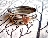 Love Is...Stacking Bands in Sterling Silver:  Hand Stamped Personalized