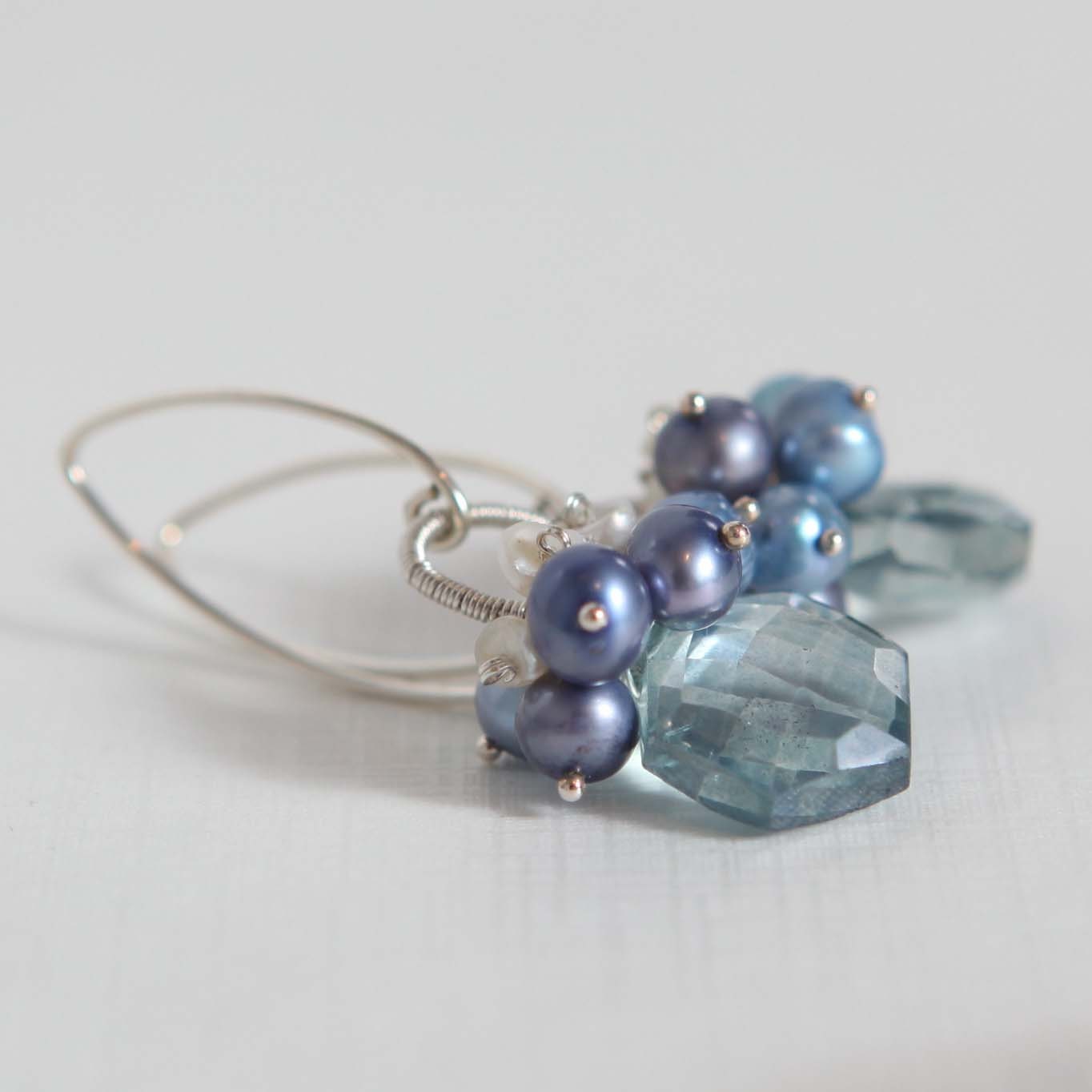 mystic green quartz earrings sterling silver. one of a kind