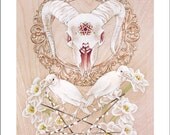 Satanica Naturalis fine art print pretty gothic Satanic skull albino crows