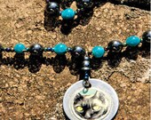 Black Cat   Necklace. Green and black beads. Steampunk.Cat Jewellery. Art jewellery.