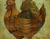 Whimsical Surreal Illustration, Fine Art Print, Reproduction Digital Print - Traveling Companion by Amalia K