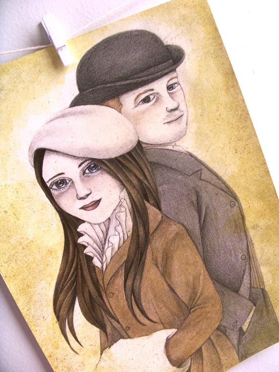 Original Art Painting Illustration - Partners in Love by Amalia K - Payment Installments Available