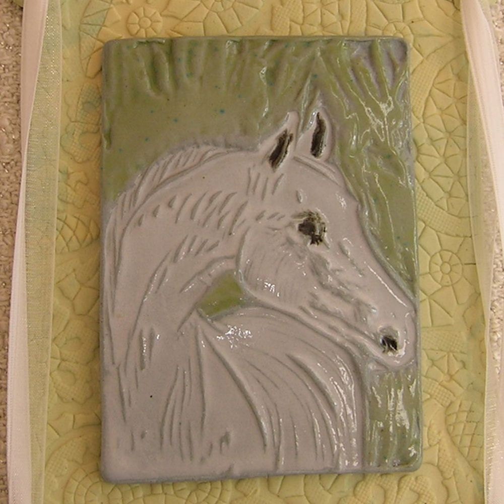 Porcelain Tile, Handmade limited edition Print, ACEO, Horse Head, Ready to Hang