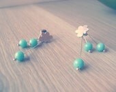 Cloud rain Earrings Silver turquoise earrings Rainy days Raindrops Sterling silver earrings