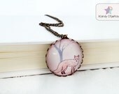 Vintage Fox Necklace. Woodland necklace. Forest Nature Jewelry. Soft pink