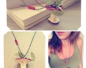 Apple Necklace. Bitten red apple necklace. Fruit necklace. Fruit jewelry