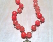 Cherry Quartz Necklace, Long Statement Necklace, Gemstone Necklace, Beaded Necklace, Summer Jewelry
