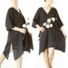 Cotton Summer Blouse, Loose Fit in Black, Large Size