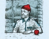 Zissou thinking Bill Murray art illustration drawing ink pencil pen digital print