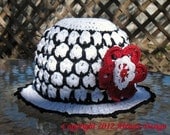 PDF Instant Download - Crochet Pattern 013 -- Summer Hat  &  Flower Clip