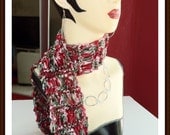 FESTIVE HOLIDAY RED hand-knitted scarf, delicate, feminine, versatile - Xmas, Valentine's Day, New Year's