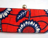 FLO //  Sunflower Print Clutch Purse // Minaudiere // Red, White and Blue printer Cotton